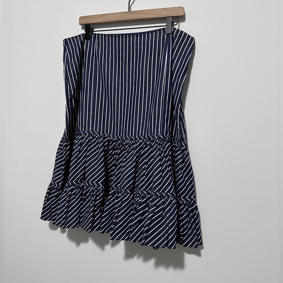 Lauren Ralph Lauren 100% Cotton Blue and White Striped Tiered midi Skirt - Picture 4 of 8